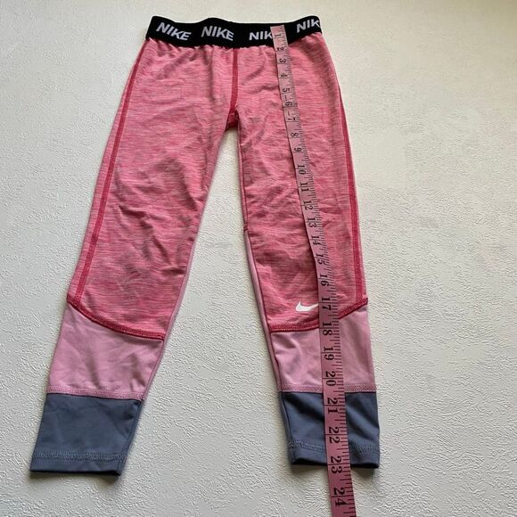 Nike Dri-Fit Pink Gray Colorblock Leggings Kids 5–6Y Athletic Activewear - Picture 7 of 9